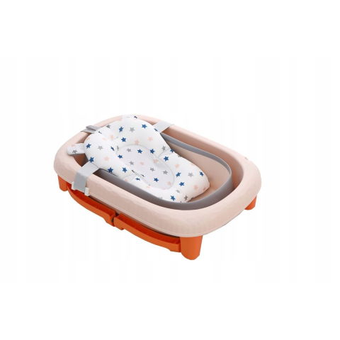 Articole pentru baie - Cada Pliabila pentru Baie, Flippy, din PP+TPE, pentru Copii 0-6 Ani, cu Picioare, Suport de Sezut, Scurgere Etans, 80 x 52 x 42 cm, Portocaliu