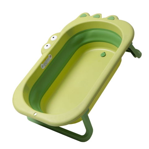 Articole pentru baie - Cada Pliabila pentru Baie, Flippy, din PP+TPR, pentru Copii 0-6 Ani, Model Crocodil, Dop de Scurgere, 80x54x21 cm, Verde