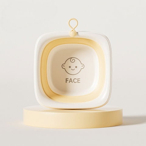 Pentru casa - Cada Pliabila pentru Baie pentru Copii, Flippy, Cadita pentru Bebelusi, Model Patrat pentru Fata, Galben, 32x27.5x3.7 cm, 4 L