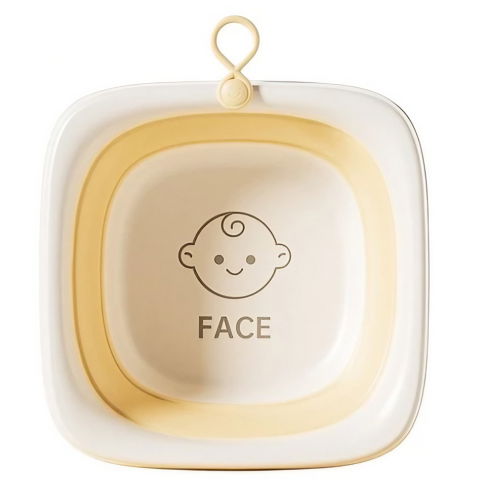 Articole pentru baie - Cada Pliabila pentru Baie pentru Copii, Flippy, Cadita pentru Bebelusi, Model Patrat pentru Fata, Galben, 32x27.5x3.7 cm, 4 L