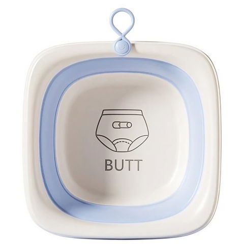 Pentru casa - Cada Pliabila pentru Baie pentru Copii, Flippy, Cadita pentru Bebelusi, Model Patrat pentru Fundulet, Albastru, 32x27.5x3.7 cm, 4 L