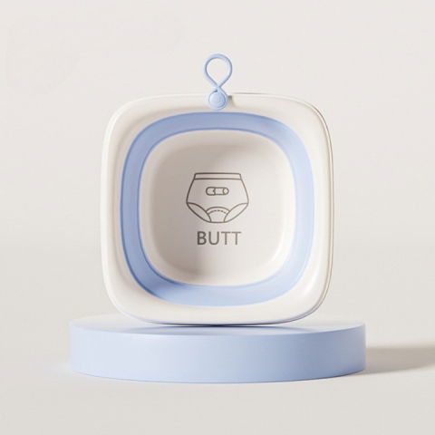 Pentru casa - Cada Pliabila pentru Baie pentru Copii, Flippy, Cadita pentru Bebelusi, Model Patrat pentru Fundulet, Albastru, 32x27.5x3.7 cm, 4 L