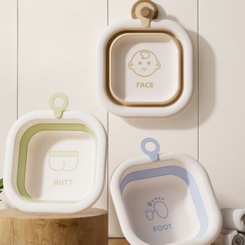 Articole pentru baie - Cada Pliabila pentru Baie pentru Copii, Flippy, Cadita pentru Bebelusi, Model Patrat pentru Fundulet, Verde, 30x30x3.5 cm, 3.5 L