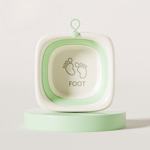 Articole pentru baie - Cada Pliabila pentru Baie pentru Copii, Flippy, Cadita pentru Bebelusi, Model Patrat pentru Picioare, Verde, 32x27.5x3.7 cm, 4 L