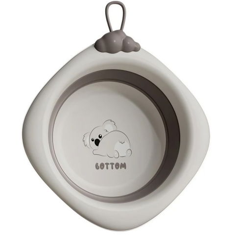 Pentru casa - Cada Pliabila pentru Baie pentru Copii, Flippy, Cadita pentru Bebelusi, Model Romb Koala, Gri, 30x30x3.5 cm, 4L