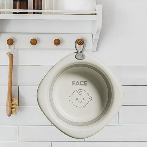 Pentru casa - Cada Pliabila pentru Baie pentru Copii, Flippy, Cadita pentru Bebelusi, Model Romb pentru Fata, Gri, 31.5x31.5x3.5 cm, 3L