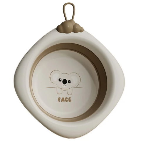 Articole pentru baie - Cada Pliabila pentru Baie pentru Copii, Flippy, Cadita pentru Bebelusi, Model Romb pentru Fata Koala, Maro, 30x30x3.5 cm, 4L