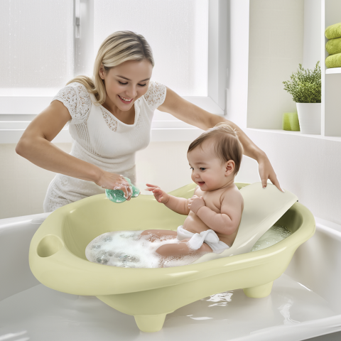 Articole baie - Cadita cu suport anatomic Hippo - Verde Eco