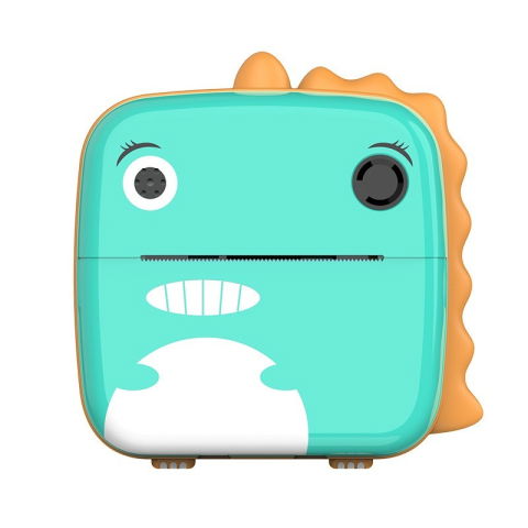 Jucarii si Jocuri - Camera Instantanee pentru Copii, Flippy, Camera Frontala + Selfie, cu Functie de Printare, Cablu USB-C, Bluetooth, Compatibil iOS/Android, Model Dinozaur, Snur Inclus, Verde