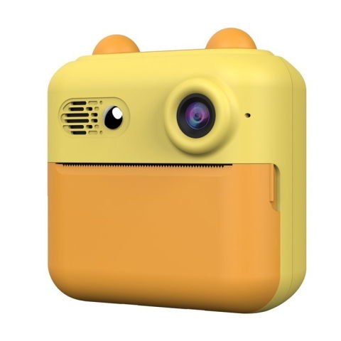Jucarii si Jocuri - Camera Instantanee pentru Copii, Flippy, cu Functie de Printare, Cablu USB-C, Bluetooth, compatibil iOS/Android, Imprimare APP, Model Urechi, Snur Subtire Inclus, Portocaliu