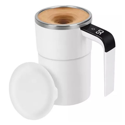 Best deals - Cana Termica, Flippy, Ecran LCD, Auto Amestecare, Afisaj al Temperaturii, Otel Inoxidabil, Tip Termos, Incarcare USB, 13.8 x 8 cm, Alb