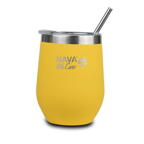 SmartBaby - Cana termoizolanta cu pai Nava 360ml galben