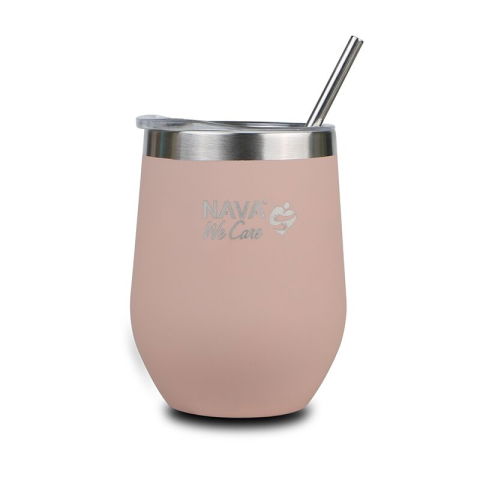 Fara Categorie - Cana termoizolanta cu pai Nava 360ml roz