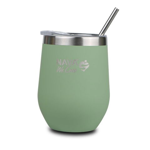 SmartBaby - Cana termoizolanta cu pai Nava 360ml verde