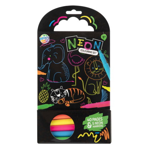 Import - Carte de colorat cu carioci neon - Animalute