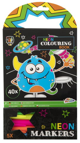 EduclassReseller - Carte de colorat cu carioci neon - Monstrulet