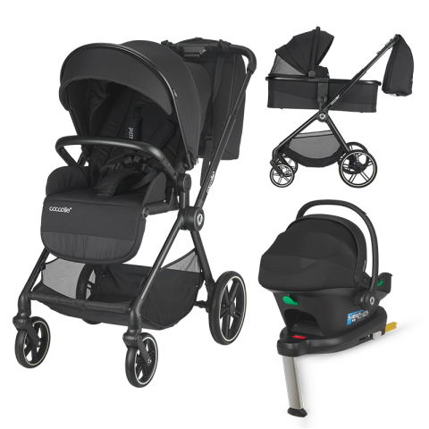 SmartBaby - Carucior modular 4in1 Coccolle Lissia Anthracite cu Scoica auto iSize Coccolle Knox Black si Baza isofix iSize Coccolle Knox