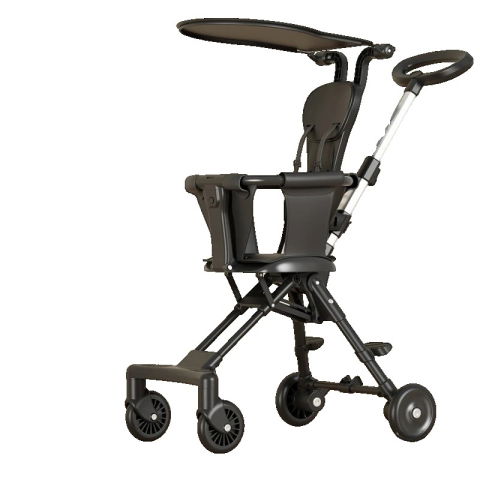 Carucioare Copii - Carucior Pliabil, Flippy, 1-3 Ani, Reversibil, 4 Roti, Parasolar, din Aliaj de Aluminiu + Plastic + Textil, 52 x 42 x 90 cm, Negru