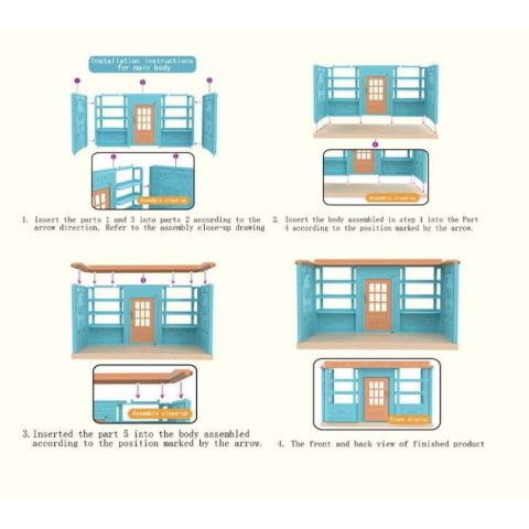 Jucarii si Jocuri - Casa de papusi cu figurine si mobilier, brutarie