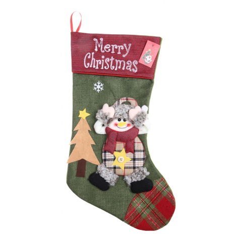 Ciorapi Craciun - Ciorap Cadouri,Flippy,cu model elf,verde, marimea 20x40 cm, textil, interior