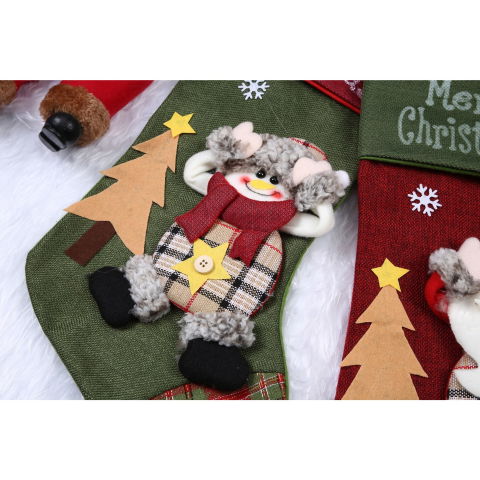 Ciorapi Craciun - Ciorap Cadouri,Flippy,cu model elf,verde, marimea 20x40 cm, textil, interior