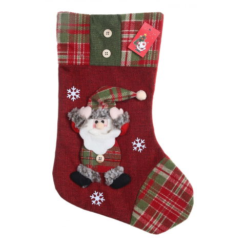 10 - 25 LEI - Ciorap Cadouri,Flippy,cu model Mos Craciun,rosu, marimea 20x30 cm, textil, interior