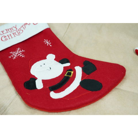 10 - 25 LEI - Ciorap Cadouri, Flippy,cu model Mos Craciun, rosu, marimea 20x40 cm, textil, interior