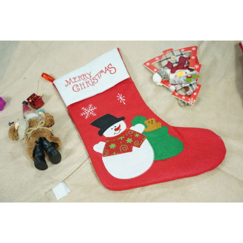 10 - 25 LEI - Ciorap Cadouri, Flippy,cu model om de zapada,rosu, marimea 19x38 cm, textil, interior