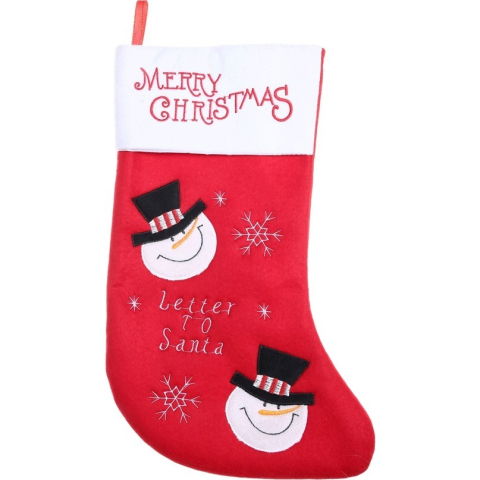 10 - 25 LEI - Ciorap Cadouri, Flippy,cu model om de zapada, rosu, marimea 20x40 cm, textil, interior