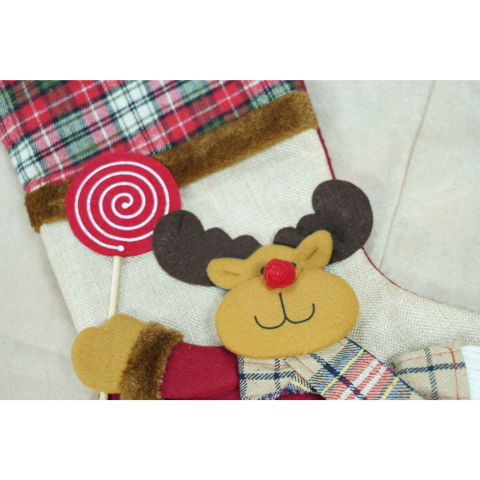 Ciorapi Craciun - Ciorap Cadouri,Flippy,cu model ren,crem, marimea 20x40 cm, textil, interior