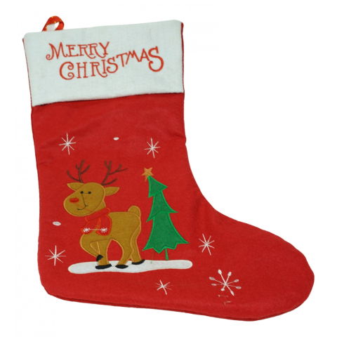 10 - 25 LEI - Ciorap Cadouri,Flippy,cu model ren,rosu, marimea 19x38 cm, textil, interior