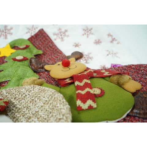 Ciorapi Craciun - Ciorap Cadouri, Flippy, cu model ren, rosu, marimea 20x45 cm, textil, interior