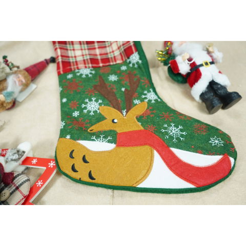 Ciorapi Craciun - Ciorap Cadouri, Flippy,cu model ren, verde, marimea 20x40 cm, textil, interior