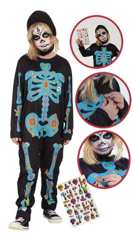 Costume de carnaval - Costum de carnaval cu autocolante - Schelet infricosator