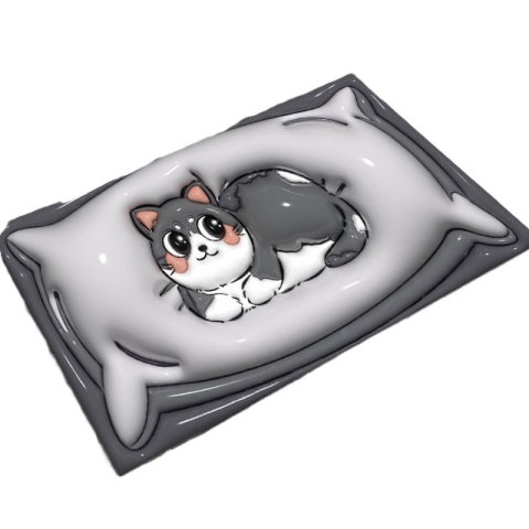 Import - Covor de Baie, Flippy, 3D, din Spuma, Antialunecare, Absorbant, 40 x 60 cm, Model Pisica, Gri