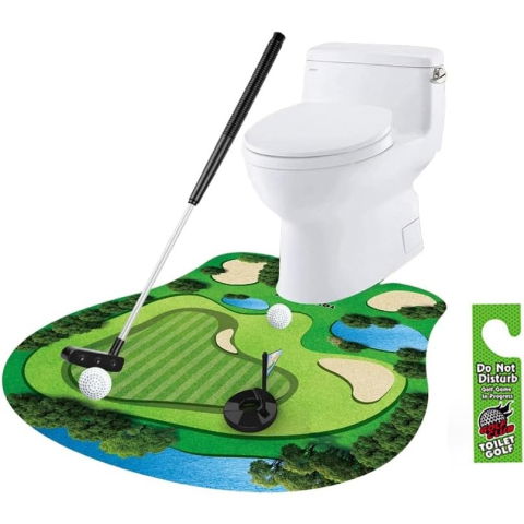 Articole pentru baie - Covoras de Baie, Flippy, Model Teren de Golf, Interactiv, +14 Ani, din PVC, 80 x 69 cm, Verde
