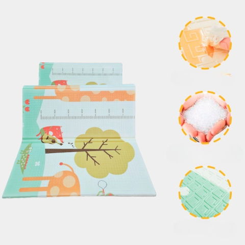 Covorase de joaca - Covoras de Joaca pentru Copii Termic cu 2 Fete, Flippy, Model Girafe si Pinguini, cu Spuma, Impermeabil, Antiderapant, 200cm x 180cm x 1cm