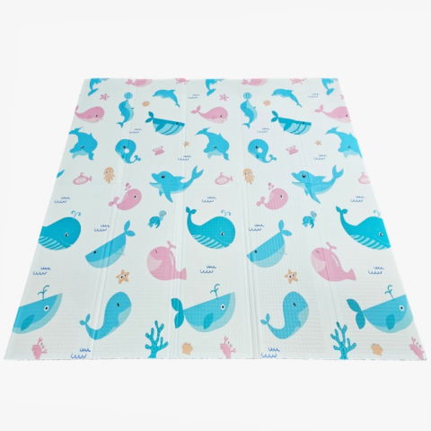 Covorase de joaca - Covoras de Joaca pentru Copii Termic cu 2 Fete, Flippy, Model Ursuleți si Delfini, cu Spuma, Impermeabil, Antiderapant, 200cm x 180cm x 1cm