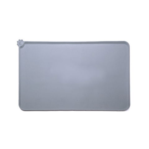 Articole pentru Animale - Covoras din silicon pentru animale Flippy, pentru bol de apa si mancare, antiderapant, margini ridicate pentru a mentine apa, 48.5x30 cm, Gri