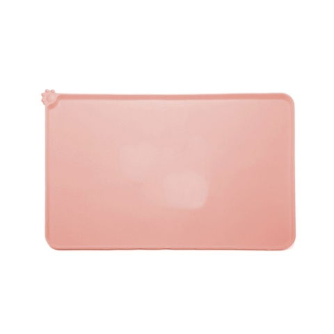 Articole pentru Animale - Covoras din silicon pentru animale Flippy, pentru bol de apa si mancare, antiderapant, margini ridicate pentru a mentine apa, 48.5x30 cm, Roz