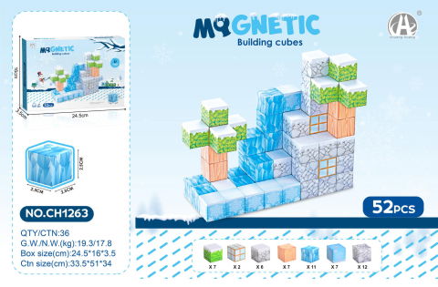 Jocuri magnetice - Cuburi magnetice - Iarna 52 piese (2.5 cm)