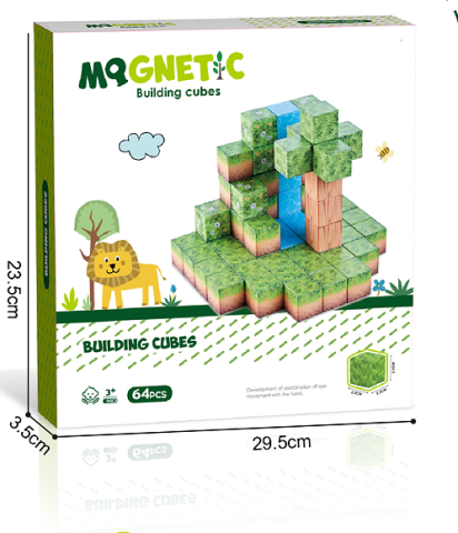 Jocuri magnetice - Cuburi magnetice - In natura 64 piese (2.5 cm)