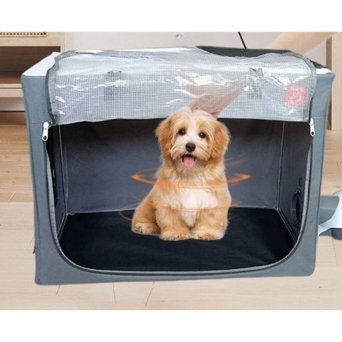 Articole pentru Animale - Cusca Animale pentru Uscare Blana, Flippy, din Textil, Fereastra Transparenta, 53 x 36 x 42 cm, Maro