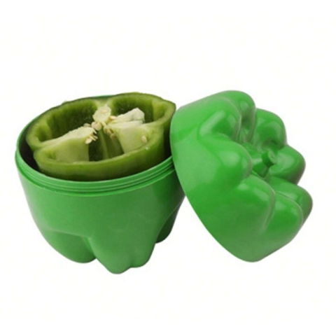 Organizatoare si Depozitare Bucatarie - Cutie Alimentara, Flippy, Model Ardei, din Plastic, 9.8 x 9.8 x 10.7 cm, 350 ml, Verde