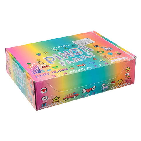 Jucarii Squishy si Gonggi - Cutie de Ambalare pentru Set 12 Jucarii Antistres Squishy, Flippy, din Carton, 14 x 14 x 14 cm, Multicolor