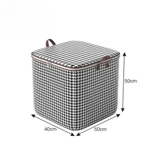 TeoMarket - Cutie de Depozitare cu Fermoar, Flippy, Pliabila, Maner Ranforsat, Fermoar Rezistent, pentru Haine, Paturi, Plapumi, Perne, Lenjerii de Pat, Jucarii, 40x50x50 cm, 100 Litri, in Carouri, Alb-Negru