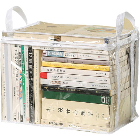 Cutii depozitare - Cutie de Depozitare, Flippy, din PVC+Textil, Rezistenta la Apa, Geanta pentru Carti, 23x17x28 cm, Transparent-Alb