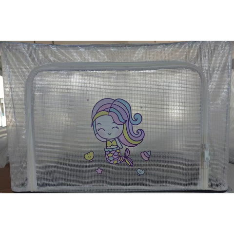 Pentru casa - Cutie de Depozitare, Flippy, pentru Camera Copiilor, 100L, din PVC, Model Sirena, 60 x 42 x 40 cm, Transparent