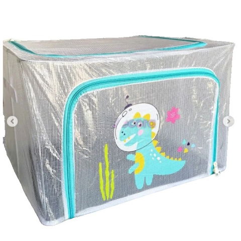 Cutii depozitare - Cutie de Depozitare, Flippy, pentru Camera Copiilor, 66L, din PVC, Model Dinozaur, 50 x 40 x 33 cm, Transparent