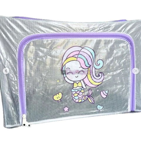 Pentru casa - Cutie de Depozitare, Flippy, pentru Camera Copiilor, 66L, din PVC, Model Sirena, 50 x 40 x 33 cm, Transparent